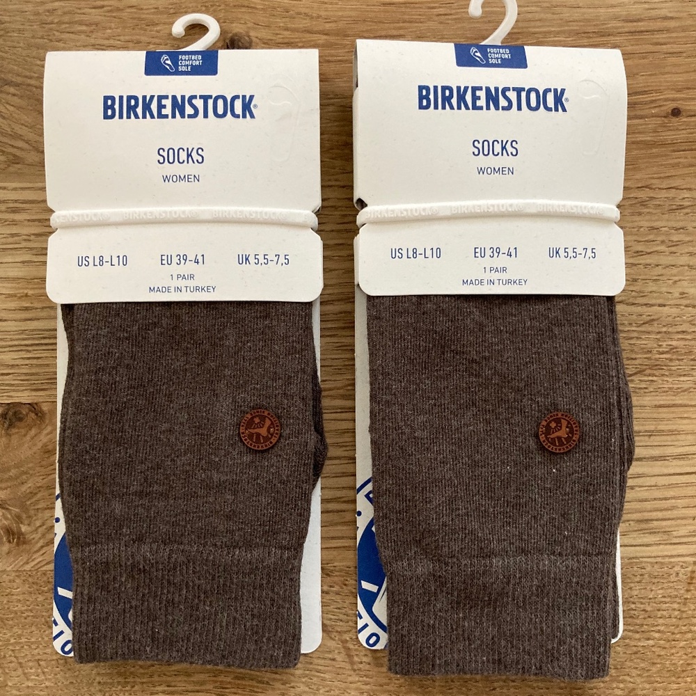 2 pairs Birkenstock socks cotton sole L8-10 Brown